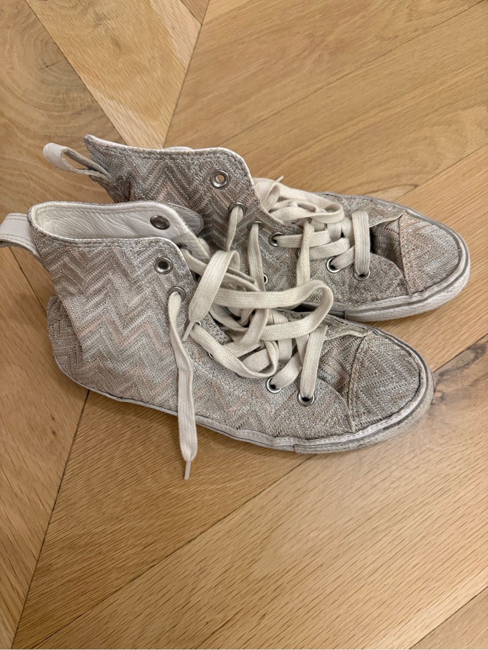 Converse Sparkly Silver Chevron High-Top Sneakers